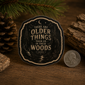 There Are Older Things Than Us in These Woods Sticker | Forest Vinyl Sticker | Cryptid Folklore Decal | Stag & Stone