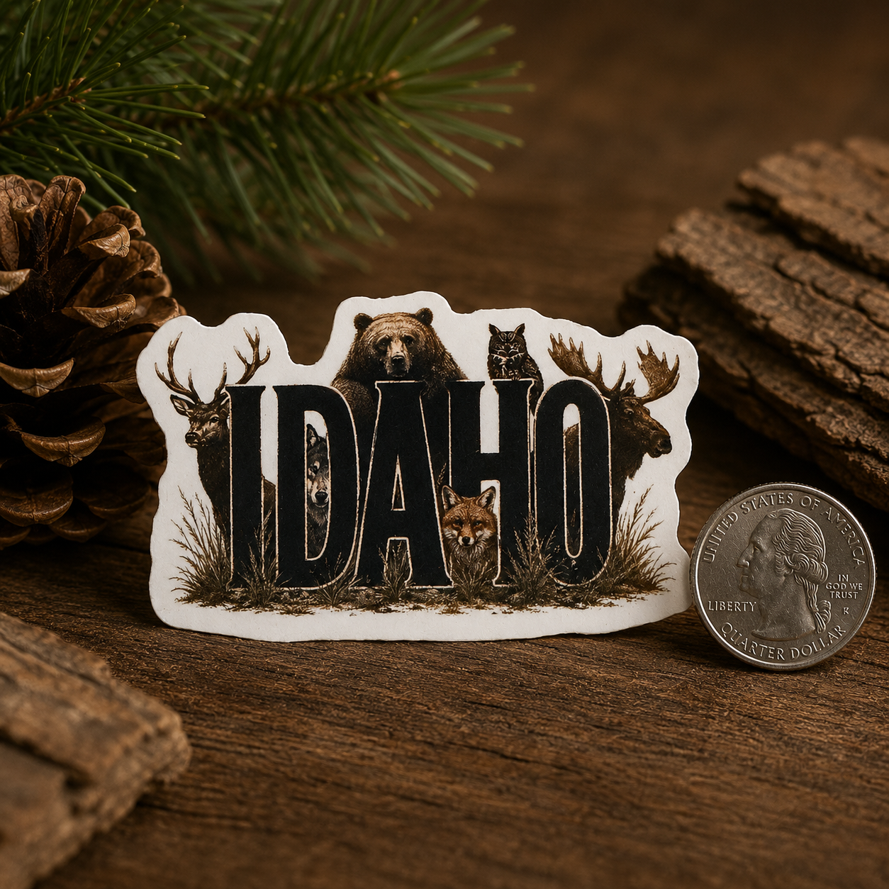 Idaho Wildlife Sticker | Idaho Animals Vinyl Decal | Idaho Gift | Bear Moose Elk Fox Owl Sticker | Idaho Made Outdoor Adventure Sticker
