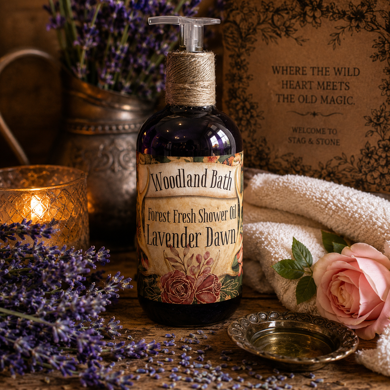 4 Oz Shower Oil for Dry Skin | Ayurvedic-Inspired Body Oil | Abhyanga Ritual Shower Moisturizer | Coconut-Free Body Care | Woodland Bath by Stag & Stone